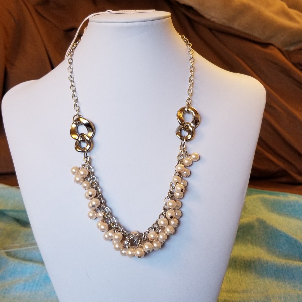 Handmade Glass Pearl Cluster Necklace 22"